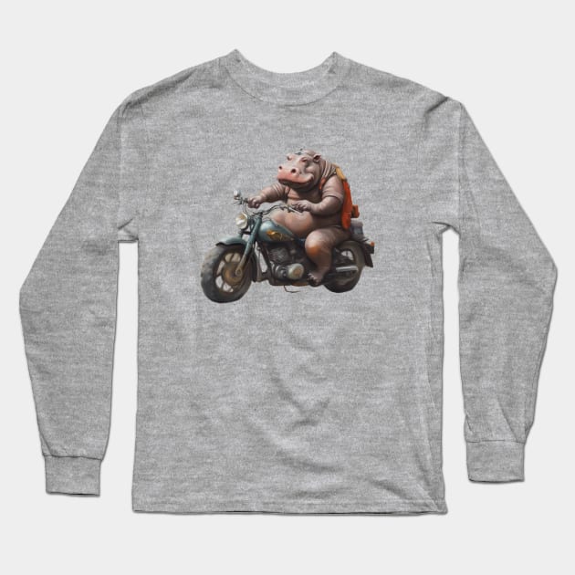 Hippo Bike Rider Long Sleeve T-Shirt by CS77